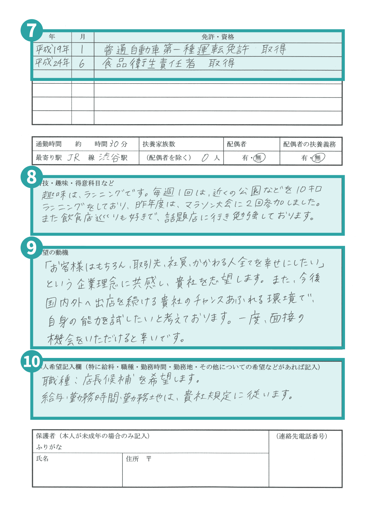 履歴書 右側